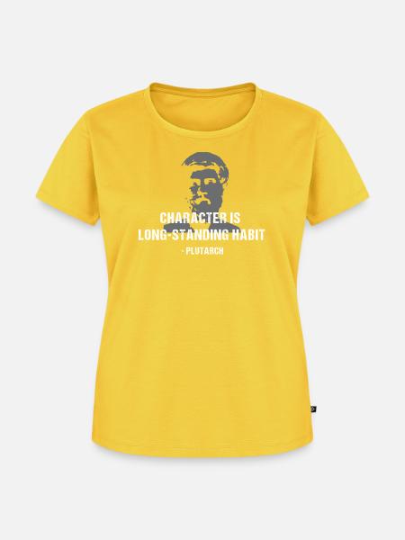 Charakter ist Gewohnheit – Plutarch - Frauen Premium Bio T-Shirt - Sonnengelb