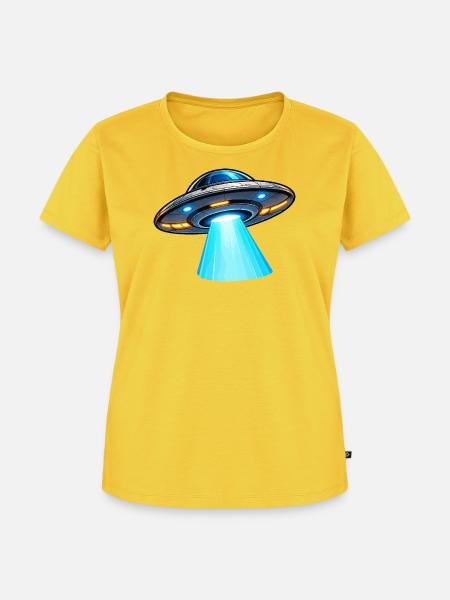 UFO Lichtstrahl Alien-Design - Frauen Premium Bio T-Shirt - Sonnengelb