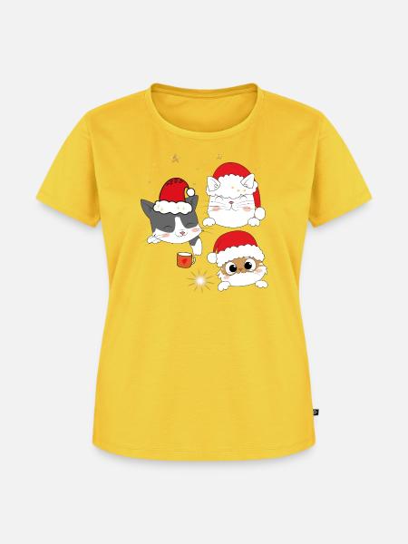 Katzen im Weihnachtsglanz - Frauen Premium Bio T-Shirt - Sonnengelb
