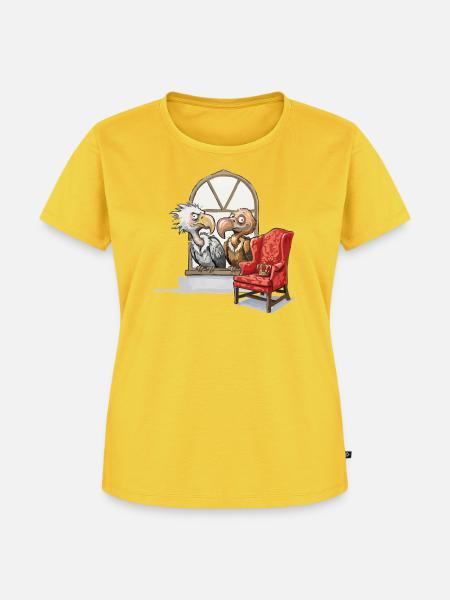 Vogelduett am Fenster - Frauen Premium Bio T-Shirt - Sonnengelb