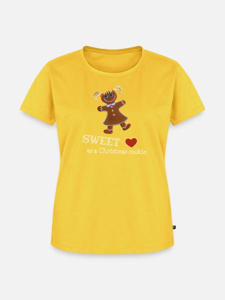Sweet as a Christmas cookie - Lebkuchenmädchen - Frauen Premium Bio T-Shirt - Sonnengelb