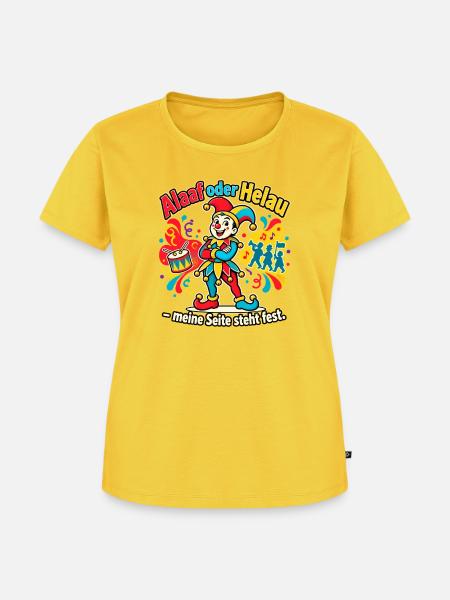 Karneval Alaaf oder Helau Karnevalsfan - Frauen Premium Bio T-Shirt - Sonnengelb