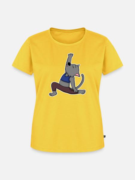 Katze Yoga - Frauen Premium Bio T-Shirt - Sonnengelb