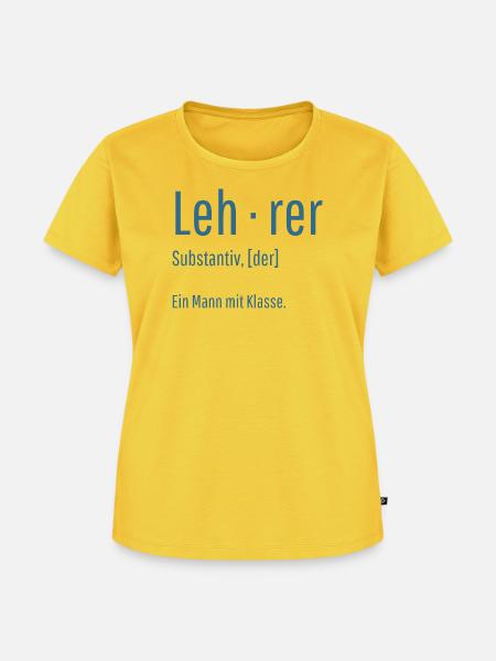 Lehrer Substantiv Definition Schule Geschenk - Frauen Premium Bio T-Shirt - Sonnengelb