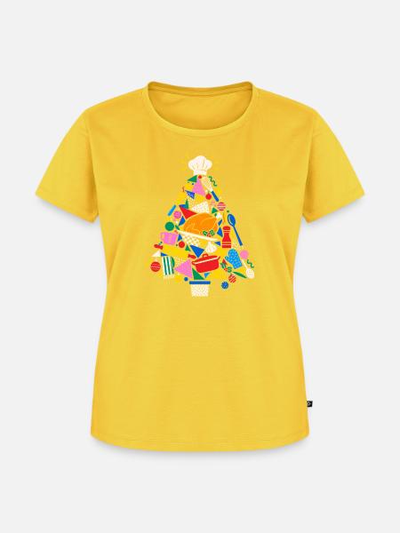 Kochkunst Weihnachtsbaum Collage - Frauen Premium Bio T-Shirt - Sonnengelb