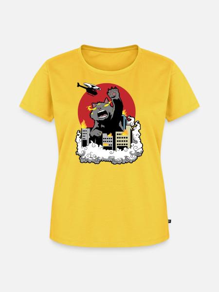 Catzilla Monsterkatze - Frauen Premium Bio T-Shirt - Sonnengelb