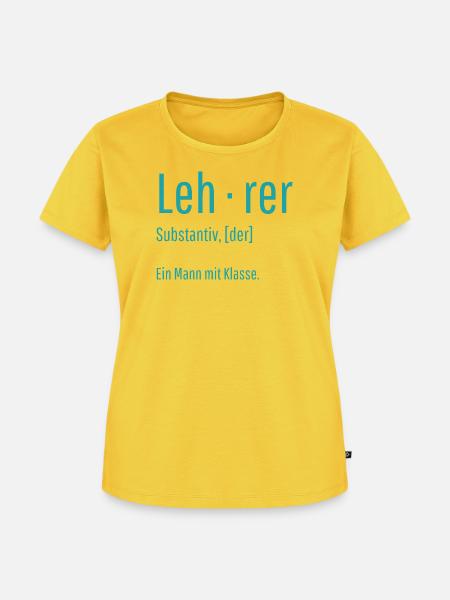 Lehrer Substantiv Definition Schule Geschenk - Frauen Premium Bio T-Shirt - Sonnengelb