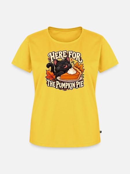 Hier für den Kürbiskuchen - Frauen Premium Bio T-Shirt - Sonnengelb