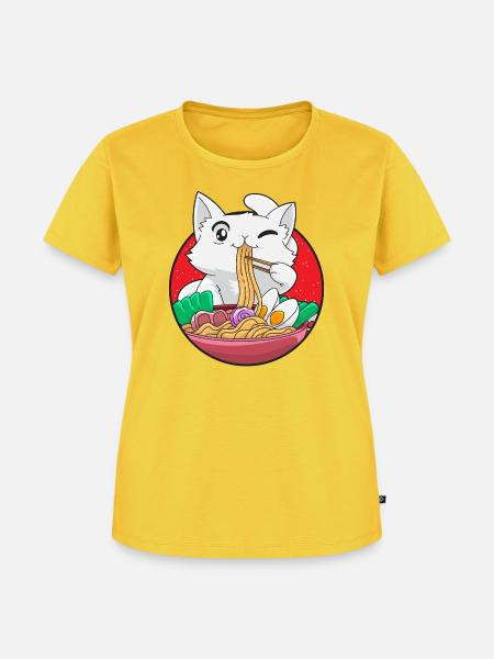 Ramen Katze - Frauen Premium Bio T-Shirt - Sonnengelb