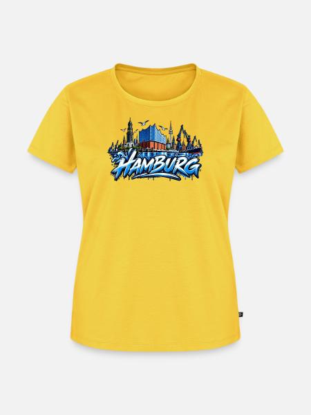 Hamburg Skyline Graffiti - Frauen Premium Bio T-Shirt - Sonnengelb