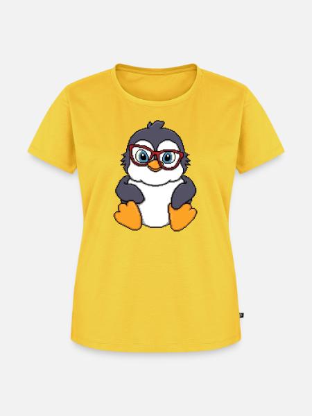 Schiefer Schatten-Pinguin - Frauen Premium Bio T-Shirt - Sonnengelb