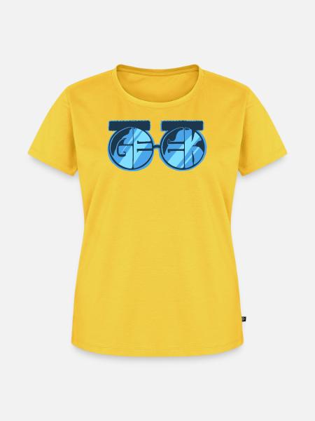 Geek, Cartoon Word - Frauen Premium Bio T-Shirt - Sonnengelb