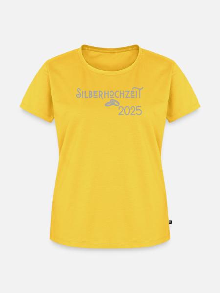 Silberhochzeit 2025 mit Ringen Jugendstil - Frauen Premium Bio T-Shirt - Sonnengelb