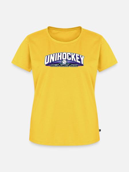 Unihockey NeonLogo Kraftvoll - Frauen Premium Bio T-Shirt - Sonnengelb