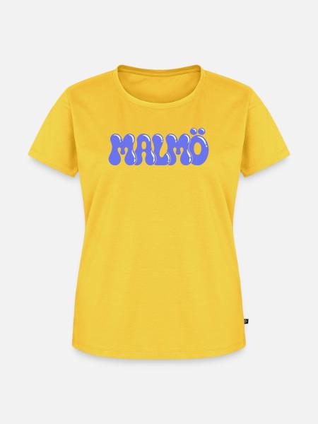 Malmö Retro Blue Periwinkle Wildleder - Frauen Premium Bio T-Shirt - Sonnengelb