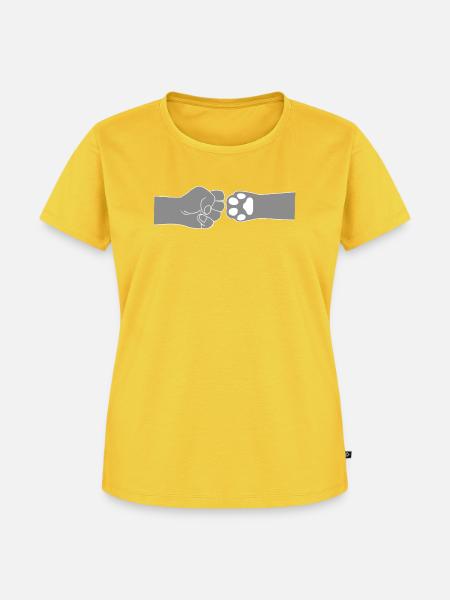 Hund Mensch Ghetto Fist - Frauen Premium Bio T-Shirt - Sonnengelb