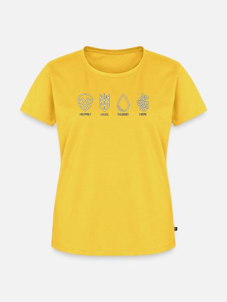 Hopfen, Malz, Wasser, Hefe - Frauen Premium Bio T-Shirt - Sonnengelb