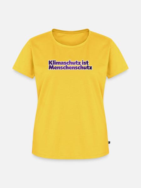 Klimaschutz ist Menschenschutz - Frauen Premium Bio T-Shirt - Sonnengelb