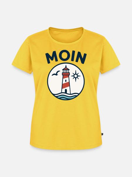 Leuchtturm am Meer Küstenmotiv - Frauen Premium Bio T-Shirt - Sonnengelb