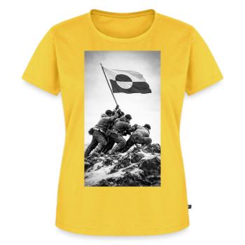 Iwo Greenland - Frauen Premium Bio T-Shirt - Sonnengelb - Vorne - AI Model Female 172 dark (172cm)