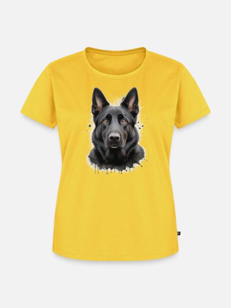 schwarzer Schäferhund - Frauen Premium Bio T-Shirt - Sonnengelb