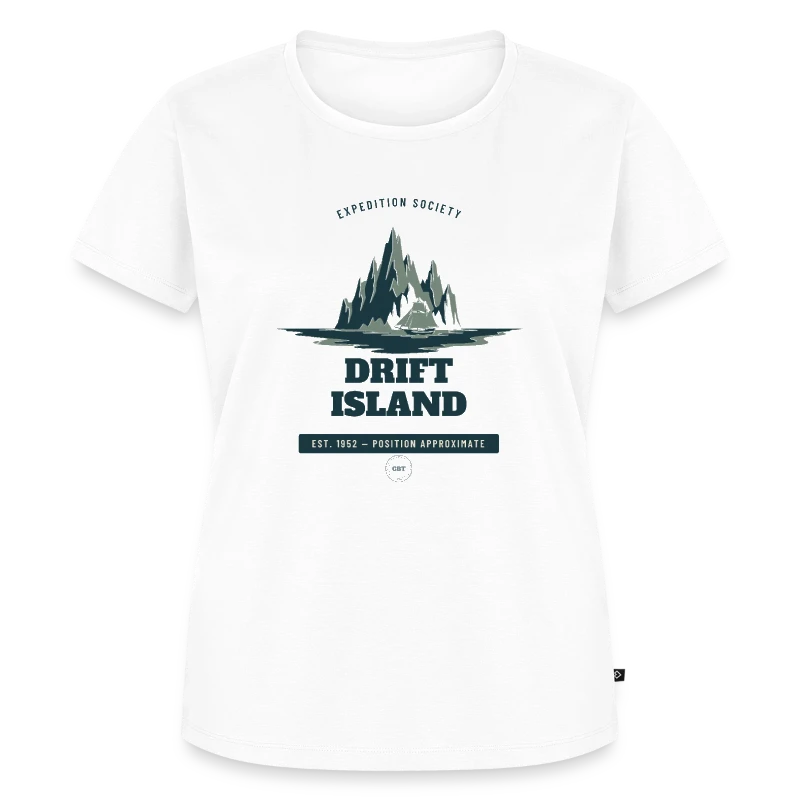 Drift Island badge on a women's premium organic t-shirt
