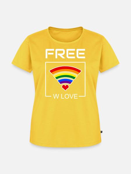 Regenbogenherz Verbindung - Frauen Premium Bio T-Shirt - Sonnengelb