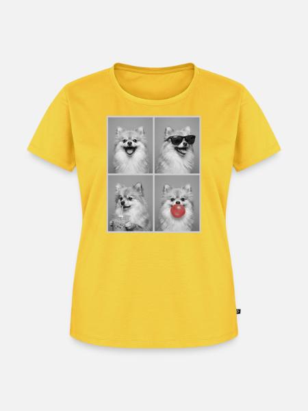 Hunde Zwergspitz Hund - Frauen Premium Bio T-Shirt - Sonnengelb