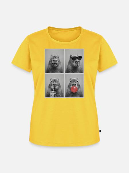 Wasserschwein Capybara - Frauen Premium Bio T-Shirt - Sonnengelb