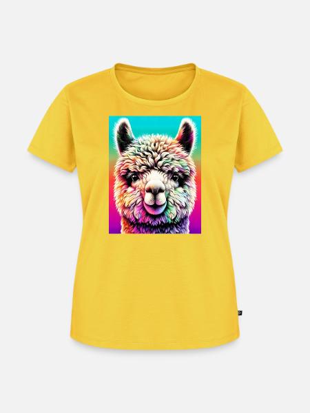 Alpaka - Frauen Premium Bio T-Shirt - Sonnengelb