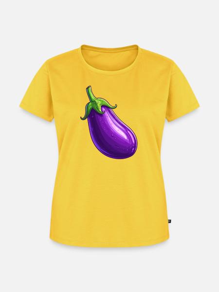 Aubergine - Frauen Premium Bio T-Shirt - Sonnengelb