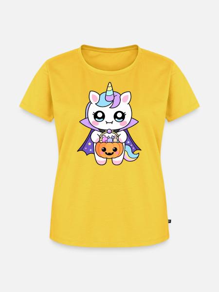 Halloween-Vampir-Einhorn - Frauen Premium Bio T-Shirt - Sonnengelb