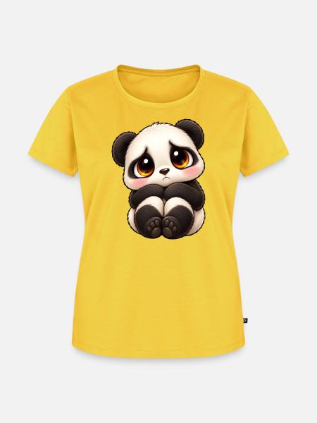 Trauriger Panda Cartoon Freundschaft Emotion - Frauen Premium Bio T-Shirt - Sonnengelb