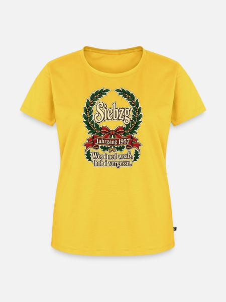 Siebzg Jahrgang 1957 - Frauen Premium Bio T-Shirt - Sonnengelb