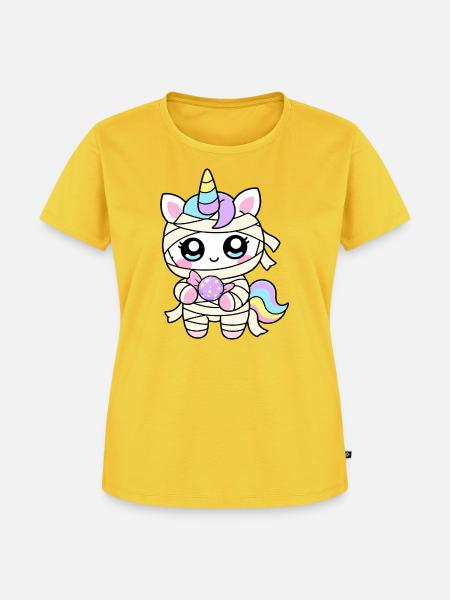 Einhorn-Mumie - Frauen Premium Bio T-Shirt - Sonnengelb