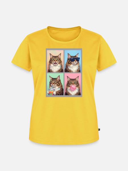 Katzen Norwegische Waldkatze Katze - Frauen Premium Bio T-Shirt - Sonnengelb
