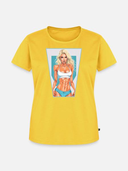 Fitness Mädchen - Frauen Premium Bio T-Shirt - Sonnengelb