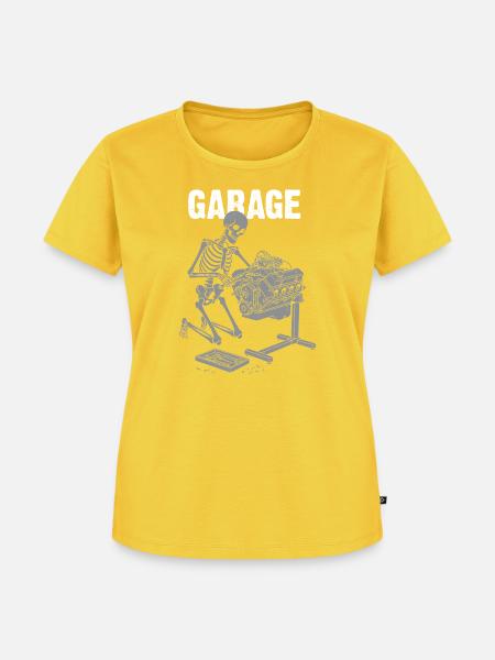 Skelettmechaniker in der Werkstatt - Frauen Premium Bio T-Shirt - Sonnengelb