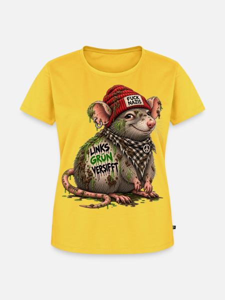 Links Grün Versifft Ratte - Frauen Premium Bio T-Shirt - Sonnengelb
