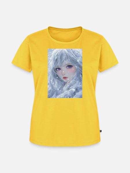 Eiskaltes Haar und violette Augen - Frauen Premium Bio T-Shirt - Sonnengelb