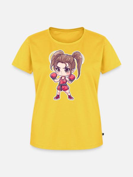 Kleine Kickboxerin Anime Look - Frauen Premium Bio T-Shirt - Sonnengelb