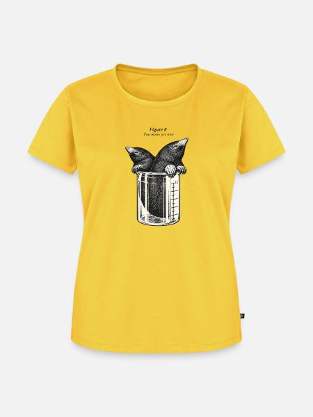 Zwei Maulwürfe im Becherglas - Frauen Premium Bio T-Shirt - Sonnengelb