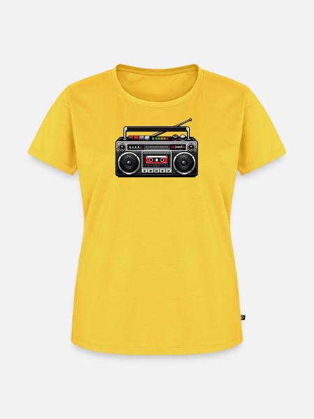 Retro Boombox Grafik - Frauen Premium Bio T-Shirt - Sonnengelb