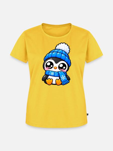 Süßer Winterblaupinguin - Frauen Premium Bio T-Shirt - Sonnengelb