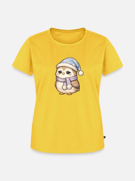 Schlafende Winter-Eule - Frauen Premium Bio T-Shirt - Sonnengelb