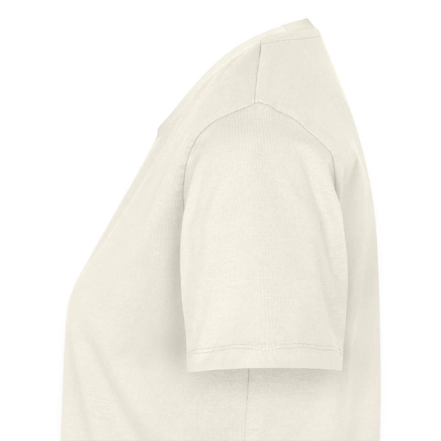 Hollow Peak badge on a women's premium organic t-shirt, off white, left