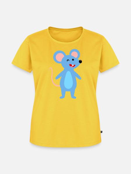 Zwinkernde blaue Maus - Frauen Premium Bio T-Shirt - Sonnengelb