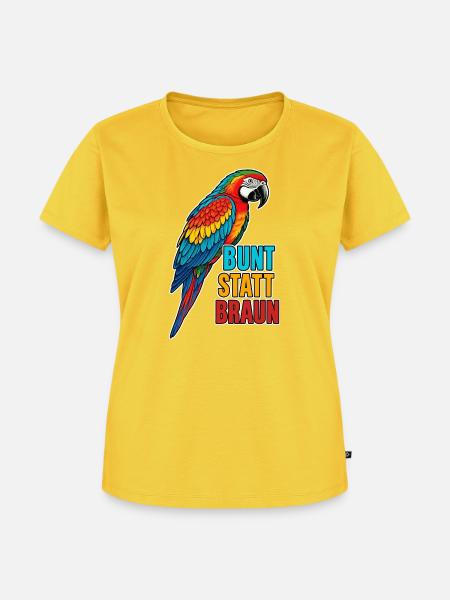 Papagei – Bunt statt braun - Frauen Premium Bio T-Shirt - Sonnengelb