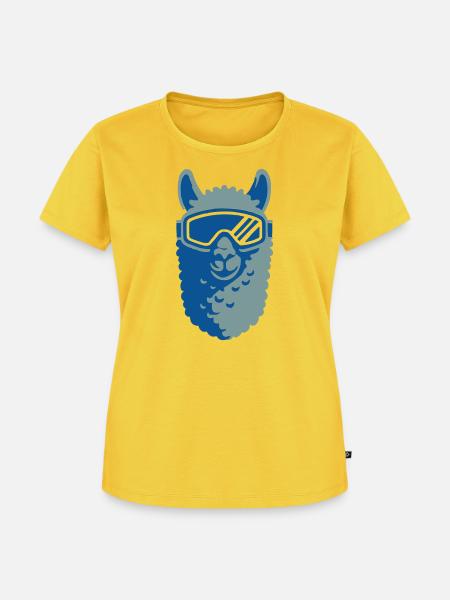 alpaka-skibrille- - Frauen Premium Bio T-Shirt - Sonnengelb
