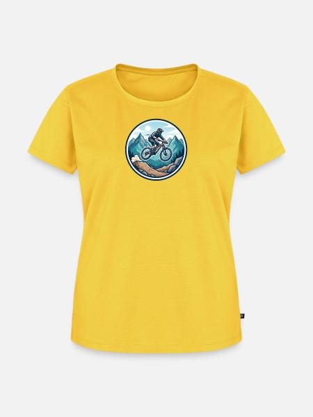 Bergabenteuer MTB Sticker - Frauen Premium Bio T-Shirt - Sonnengelb